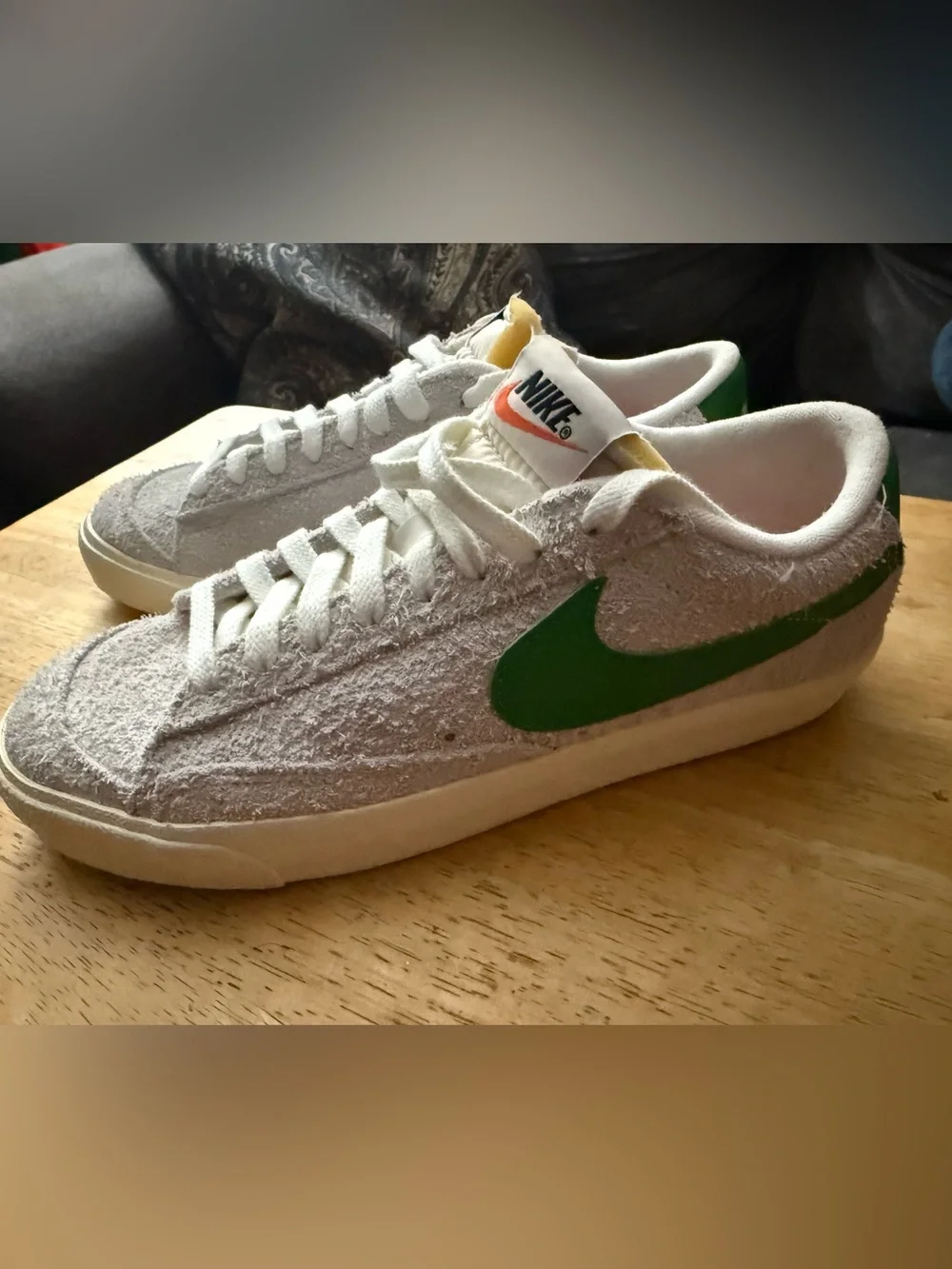 Nike Blazer Low '77 VNTG Shaggy Suede White Green Men's 6.5 / Women's 8 HF3158-1